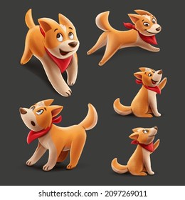 set of cartoon dogs for illustrated graphics