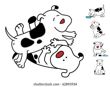 Set of cartoon dogs. Vector illustration.