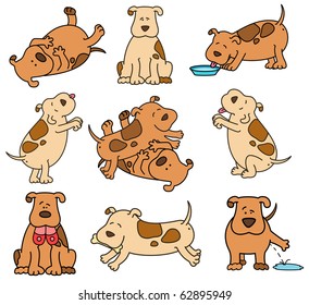 Set of cartoon dogs. Vector illustration.