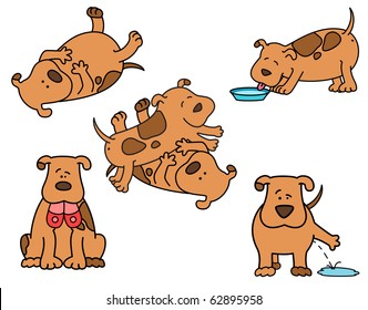 Set of cartoon dogs. Vector illustration.