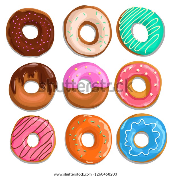 Set Cartoon Donuts Top View Comic Stock Vector (Royalty Free ...