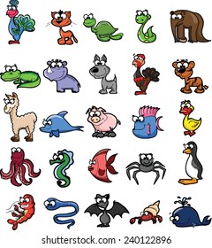 set of cartoon doodle animals, vector