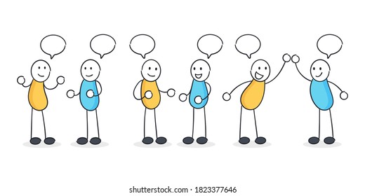 Set of cartoon doodle with empty speech bubbles. Vector illustration.