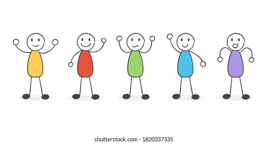 Set of cartoon doodle figure. Cartoon people in different poses. Vector illustration. 