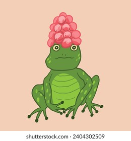 Set of cartoon doodle vector frogs animals.