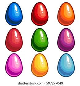 Set of cartoon eggs Easter collection. Vector illustration.
