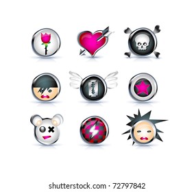 Set of cartoon emo icons