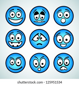 Set of cartoon emoticons.