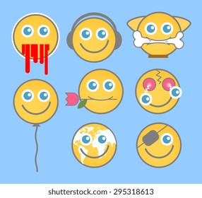 Set of Cartoon Emoticons Vector
