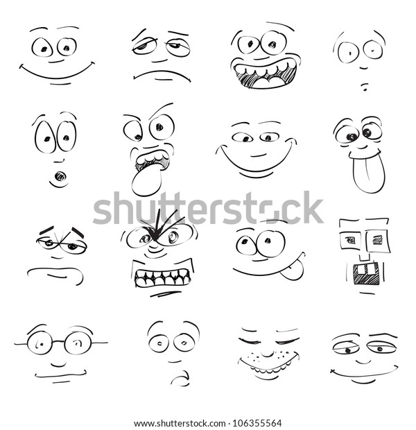 Set Cartoon Emotion On Faces Stock Vector (Royalty Free) 106355564 ...