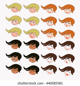 set of cartoon emotional persons vector illustration