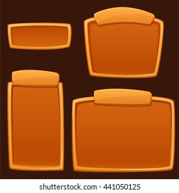 Set of cartoon empty boards for text, game panels, advertising in different size. Vector illustration