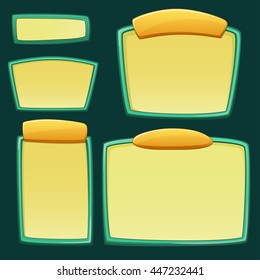 Set of cartoon empty boards for text, game panels, advertising in different size. Vector illustration