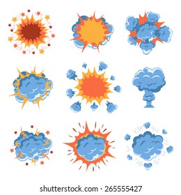 Set of cartoon explosions for comics, games and books.
