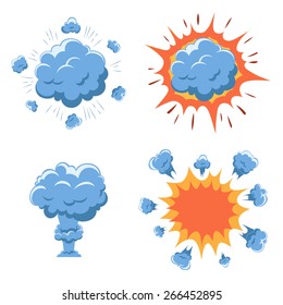 Set of cartoon explosions for comics, games and books.