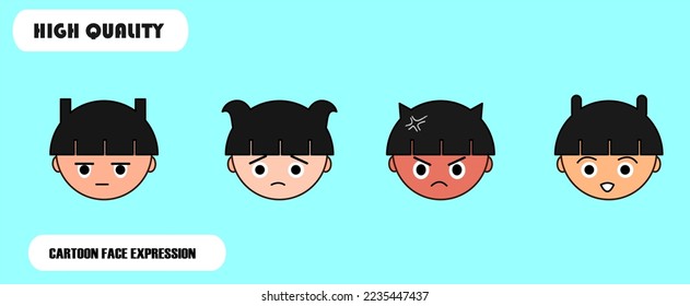 set cartoon expression cute vector