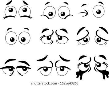 Cartoon Eyes Set Sad Angry Cry Stock Vector (Royalty Free) 1161883882 ...