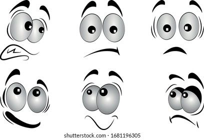 Set Cartoon Eye In Vector High quality original trendy vector set of cartoon eyes and mouth. angry and happy mood