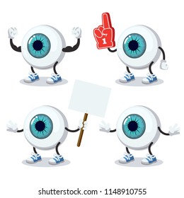 set of cartoon eyeball character mascot on white background