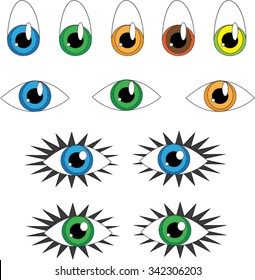 Set of cartoon eyes of different colors