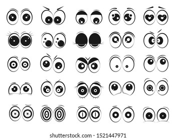 Set of cartoon eyes. Different emotional views. Eye design for your characters. Vector illustration.