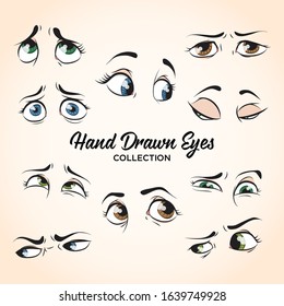 Set of cartoon eyes with different expressions
