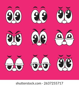 Set of cartoon eyes emoticon vector illustration