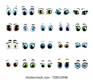 Set of cartoon eyes emotions to create characters.