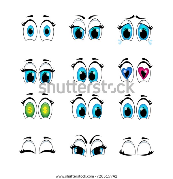 Set Cartoon Eyes Emotions Create Characters Stock Vector (Royalty Free ...