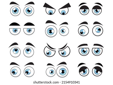 Set Cartoon Eyes Expressions with Colour