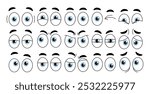 Set of cartoon eyes. Face constructor. Various feelings and emotions. Various facial expression. Pack for creating animations. Flat vector collection isolated on white background