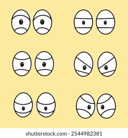 Set of cartoon eyes hand drawn for element, facial expression, face