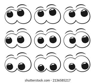 Set Of Cartoon Eyes Looking In All Directions