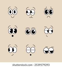 Set of cartoon eyes looking in all directions