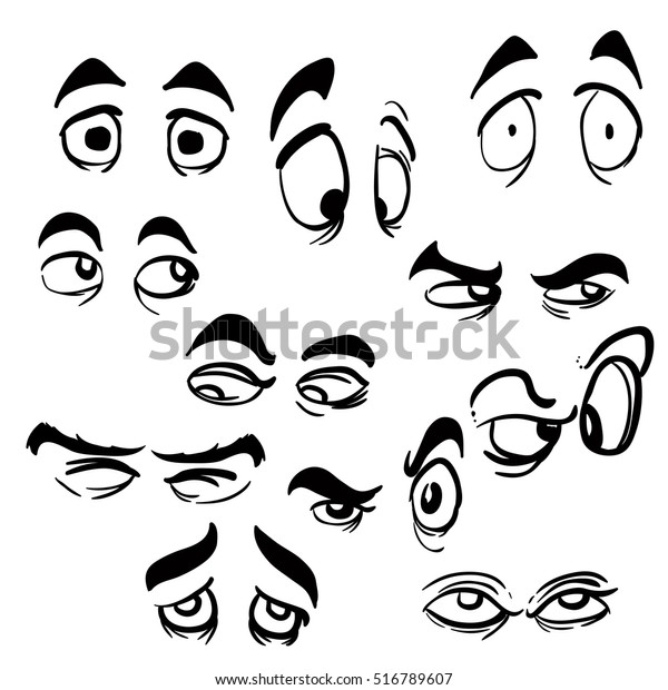 Set Cartoon Eyes On White Background Stock Vector (Royalty Free) 516789607