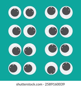 Set Of Cartoon Eyes Vector Design.