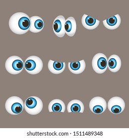 Set of cartoon eyes. Vector illustration.