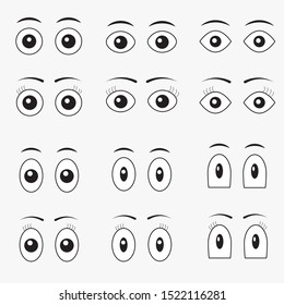 Set of cartoon eyes. Vector illustration.