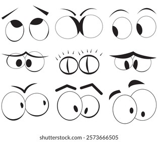 A set of cartoon eyes. Vector illustration of emotions