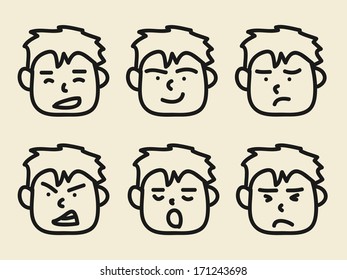 set of cartoon face emotions