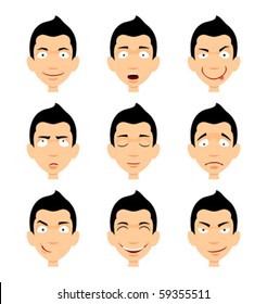 Set of cartoon face emotions