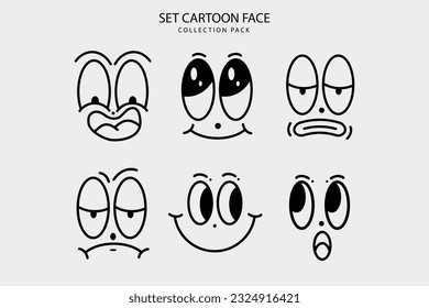 Set Cartoon face expresion graphic design vector