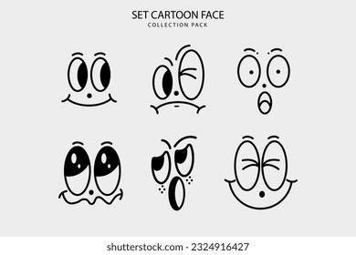 Set Cartoon face expresion graphic design vector