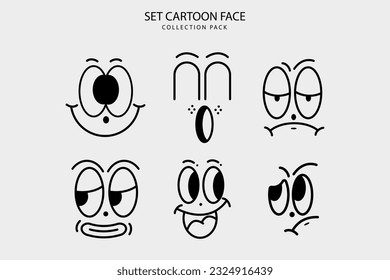 Set Cartoon face expresion graphic design vector