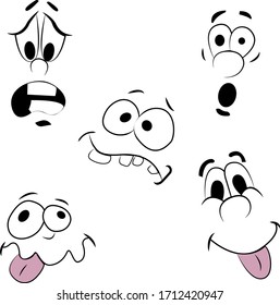 Set Cartoon Face In Vector High quality original trendy vector set of cartoon eyes.