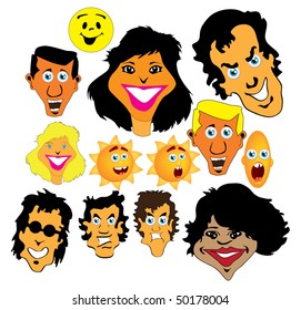 Set of cartoon faces