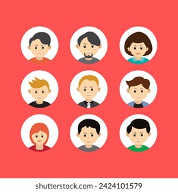 set of cartoon faces avatar