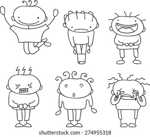 Set of cartoon faces with different emotions 