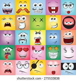 Set Cartoon Faces Different Emotions Stock Vector (Royalty Free ...