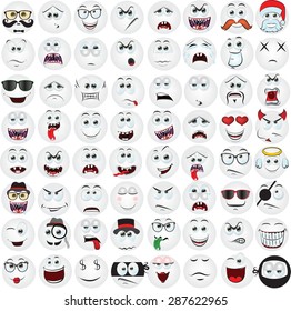 Set of cartoon faces with different emotions 